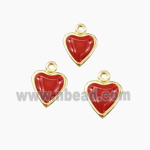 Copper Heart Pendant Red Enamel Gold Plated