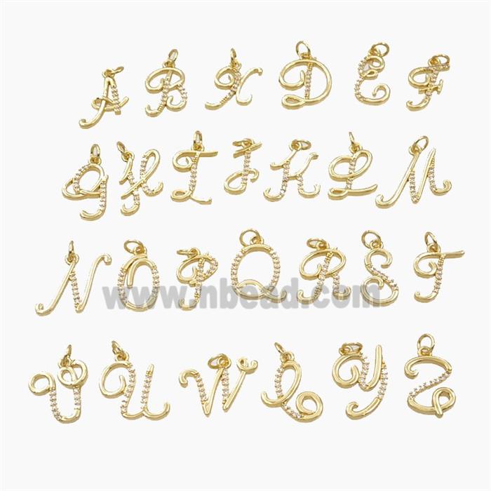 Copper Alphabet Pendant Pave Zirconia Mixed Letters