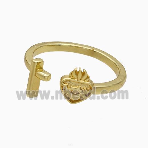 Copper Heart Rings Gold Plated