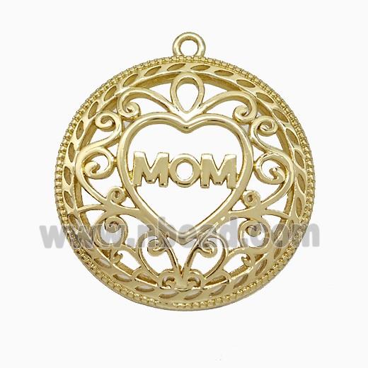 Copper Heart Mom Pendant Gold Plated