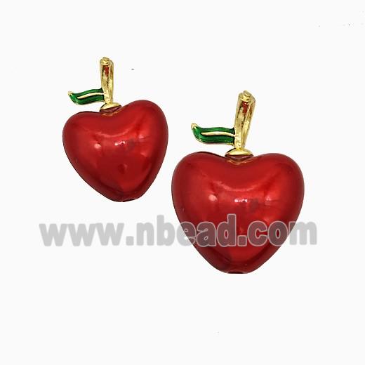Red Acrylic Apple Pendant Copper Gold Plated