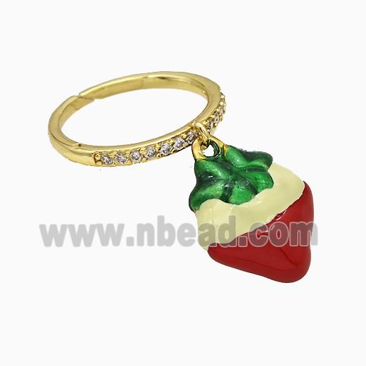 Copper Strawberry Rings Enamel Gold Plated