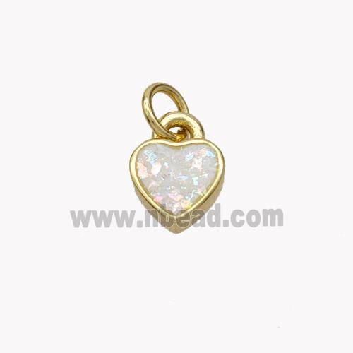 Copper Heart Pendant Pave Fire Opal 18K Gold Plated