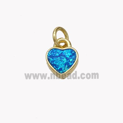 Copper Heart Pendant Pave Fire Opal 18K Gold Plated