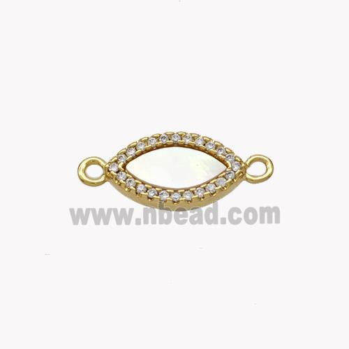 Copper Eye Connector Pave Shell Zirconia 18K Gold Plated