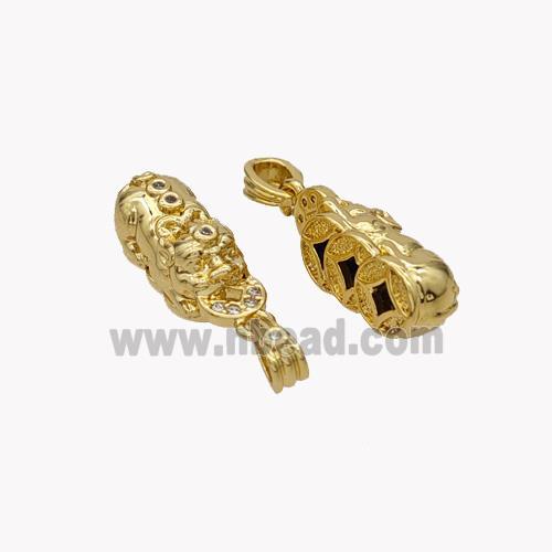 Fortune Toad Charms Copper Pendant Pave Zirconia 18K Gold Plated