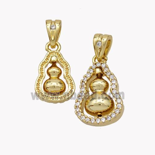 Copper Gourd Pendant Pave Zirconia 18K Gold Plated