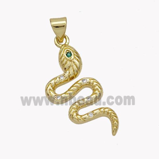 Copper Snake Pendant Pave Zirconia 18K Gold Plated