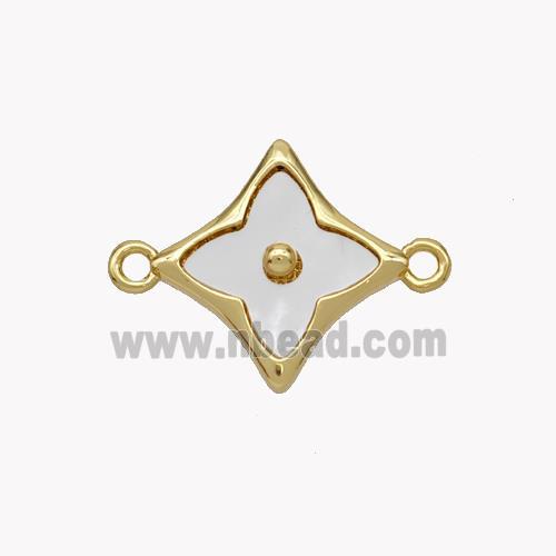 Copper Clover Connector Pave Shell Gold Plated