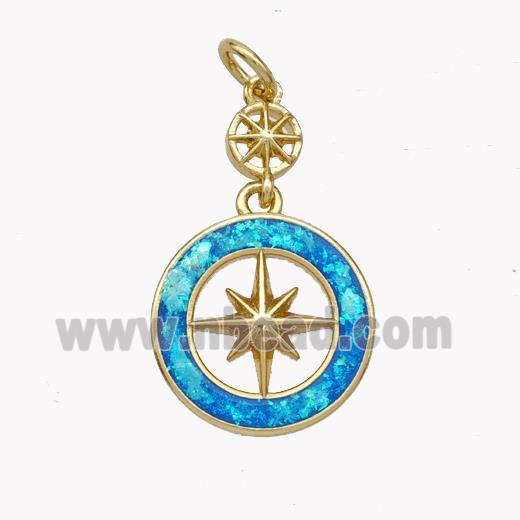 Copper Northstar Pendnat Pave Fire Opal 18K Gold Plated