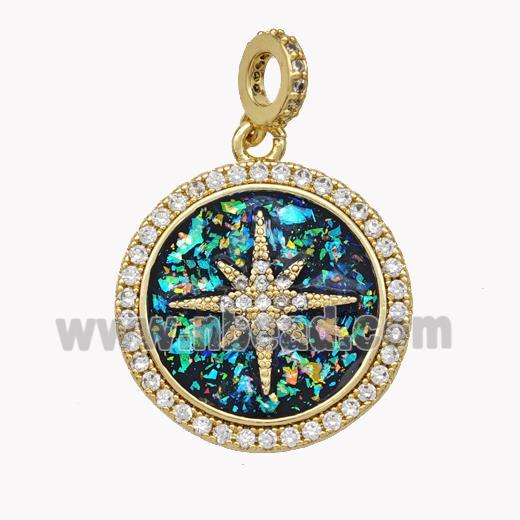 Copper Northstar Pendnat Pave Fire Opal Zirconia 18K Gold Plated