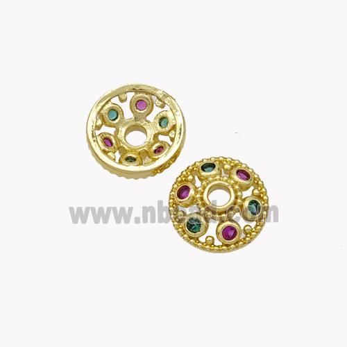 Copper Beadcaps Pave Zirconia Gold Plated