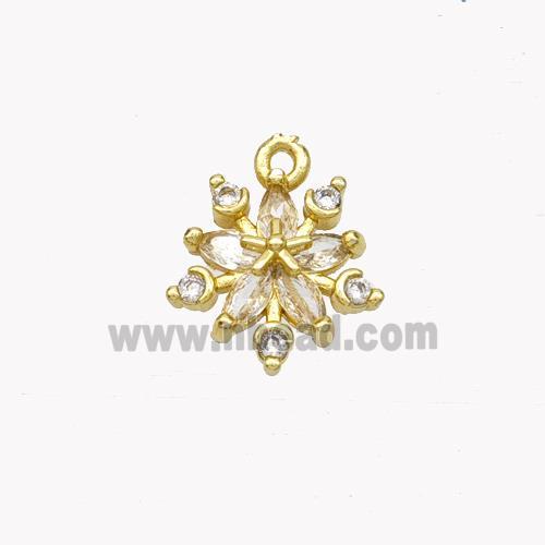 Copper Flower Pendant Pave Zirconia Gold Plated