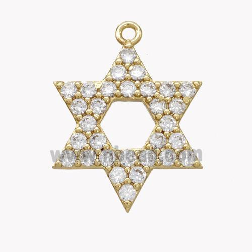 Copper David Star Pendant Pave Zirconia Gold Plated