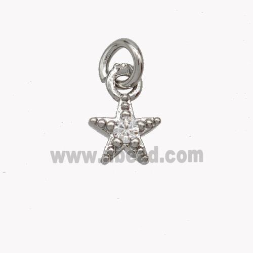 Copper Star Pendant Pave Zirconia Platinum Plated