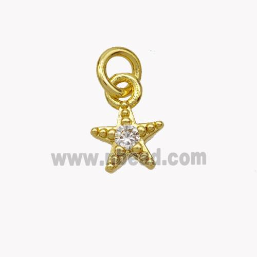 Copper Star Pendant Pave Zirconia Gold Plated