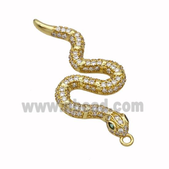 Copper Snake Pendant Pave Zirconia Gold Plated