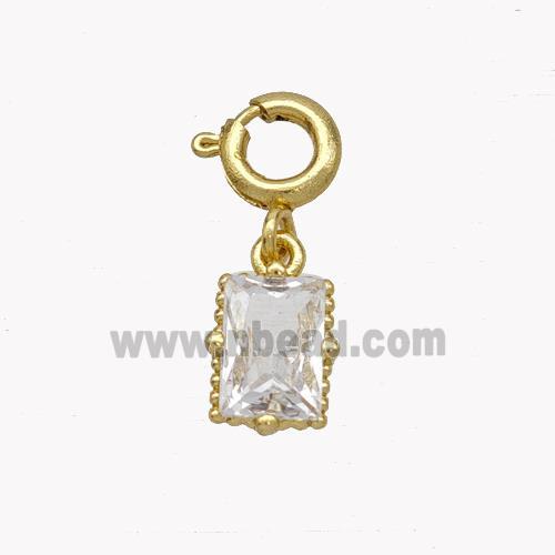 Copper Rectangle Pendant Pave Crystal Glass Gold Plated