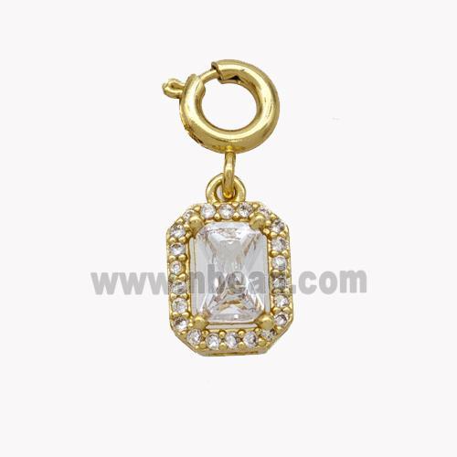 Copper Rectangle Pendant Pave Crystal Glass Zirconia Gold Plated