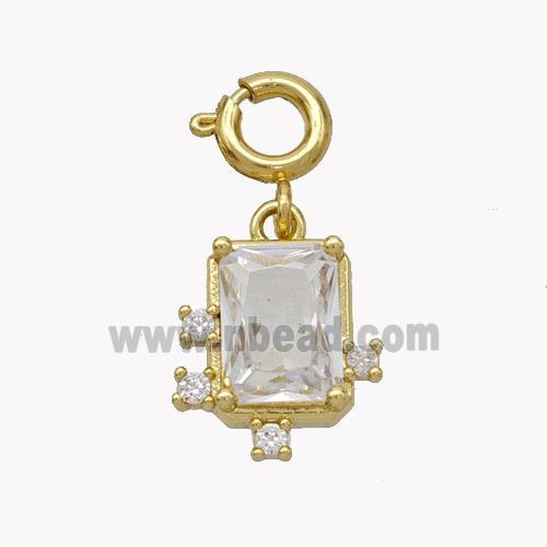 Copper Rectangle Pendant Pave Crystal Glass Gold Plated