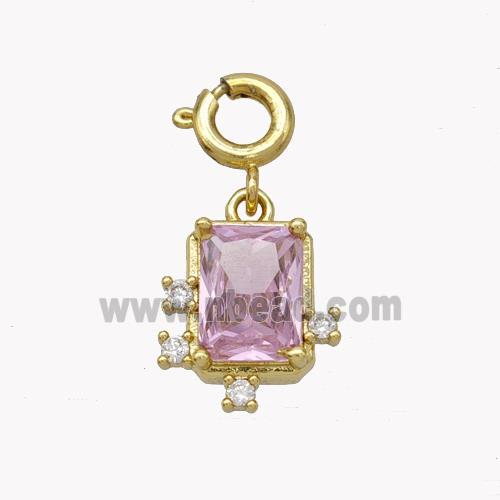 Copper Rectangle Pendant Pave Crystal Glass Gold Plated