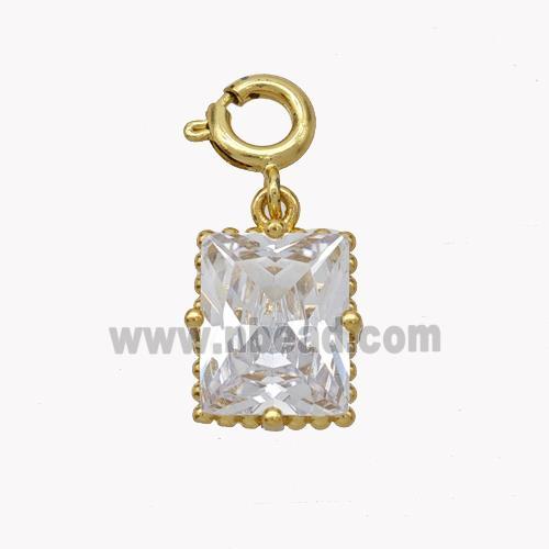 Copper Rectangle Pendant Pave Crystal Glass Gold Plated