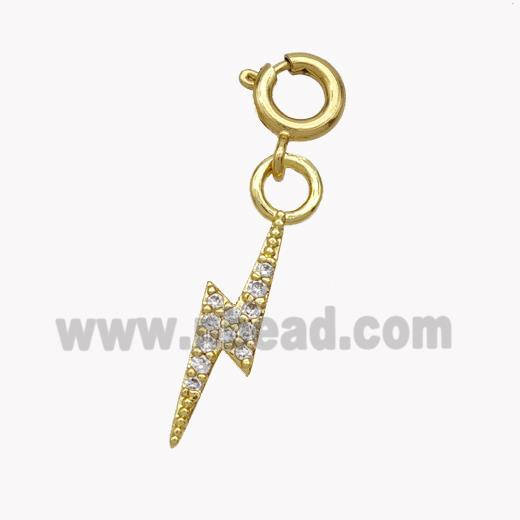 Copper Lightning Pendant Pave Zirconia Gold Plated