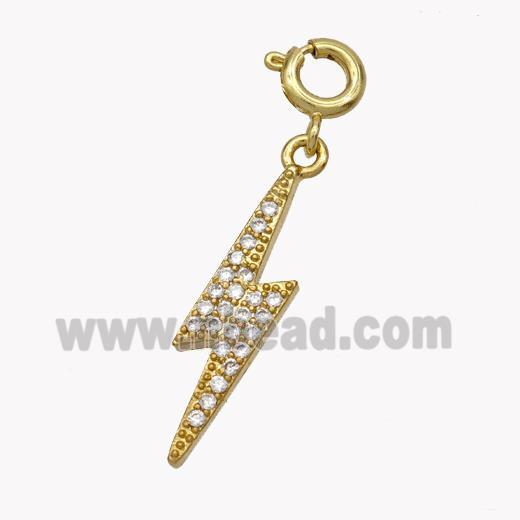 Copper Lightning Pendant Pave Zirconia Gold Plated