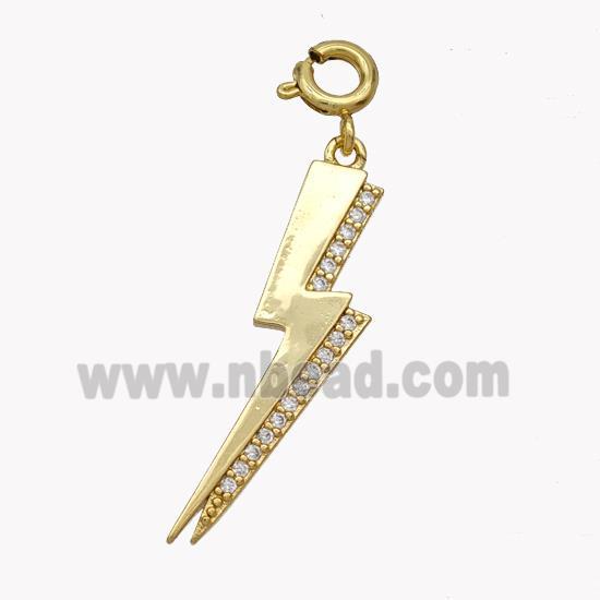 Copper Lightning Pendant Pave Zirconia Gold Plated