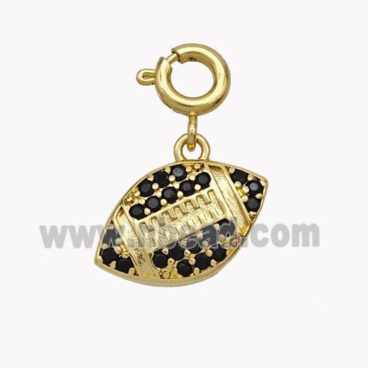 American Football Charms Copper Rugby Pendant Pave Zirconia Sport Gold Plated