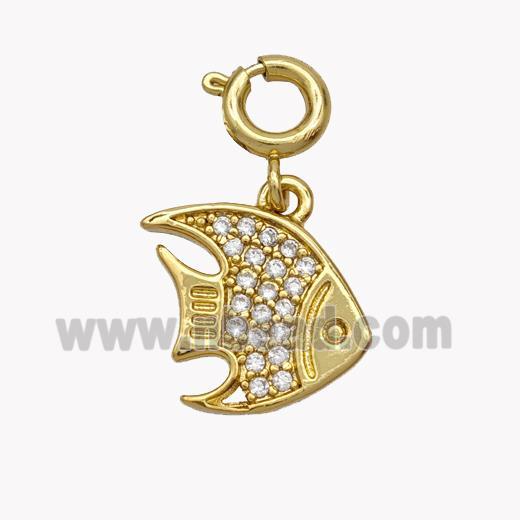 Copper Fish Pendnat Pave Zirconia Gold Plated