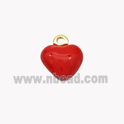 Copper Heart Pendant Red Enamel Gold Plated