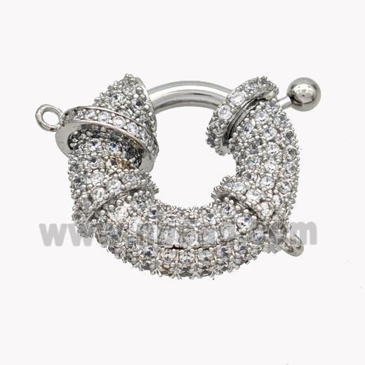 Copper Clasp Micropave Zirconia Platinum Plated