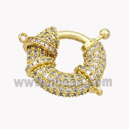 Copper Clasp Micropave Zirconia Gold Plated