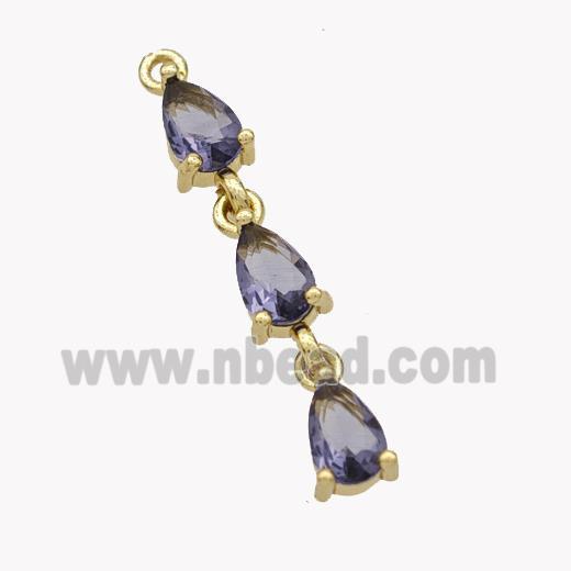 Copper Teardrop Pendant Pave Zirconia Gold Plated