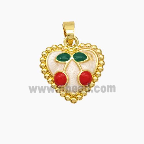 Copper Heart Cherry Pendant Enamel Gold Plated