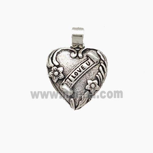 Copper Heart Pendant ILoveU Antique Silver