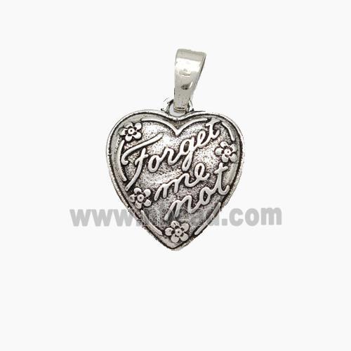 Copper Heart Pendant ForgetMeNot Antique Silver