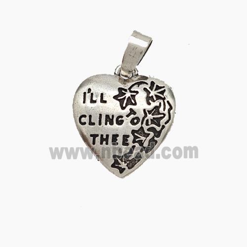 Copper Heart Pendant IwillClingToThee Antique Silver