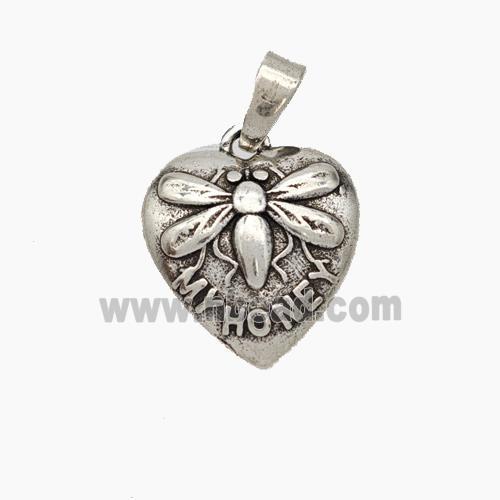 Copper Heart Dragonfly Pendant MyHoney Antique Silver