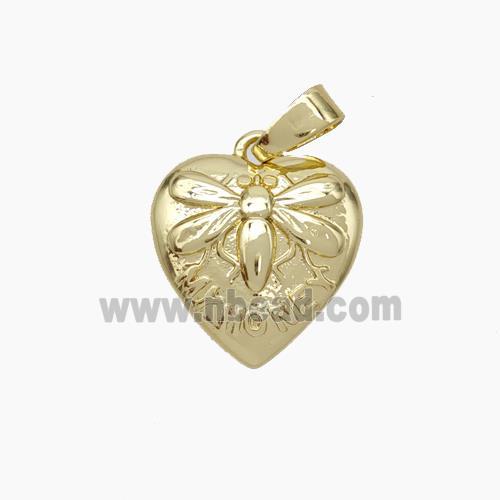 Copper Heart Dragonfly Pendant MyHoney Gold Plated