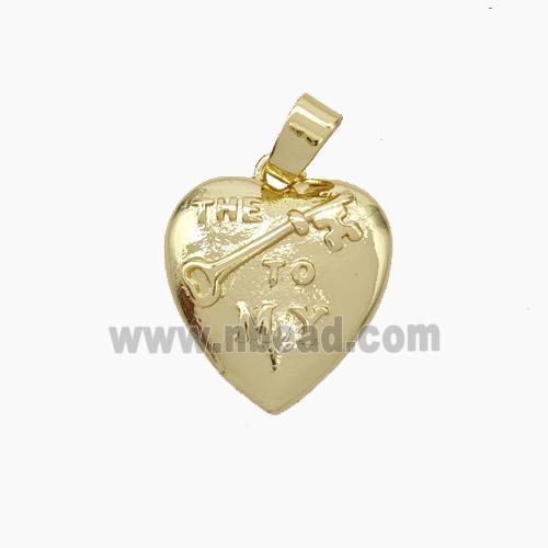 Copper Heart Key Pendant Gold Plated