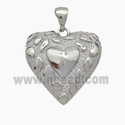 Copper Heart Pendant Platinum Plated