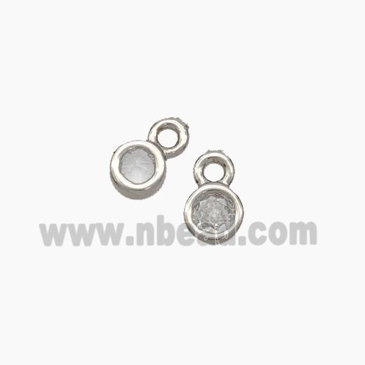 Copper Coin Pendant Pave Zirconia Platinum Plated