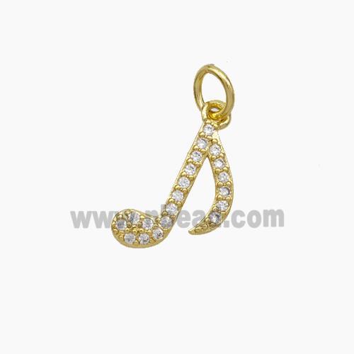 Copper Musical Note Pendant Pave Zirconia Gold Plated