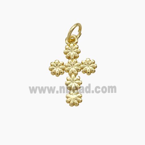 Copper Cross Pendant Flower Gold Plated