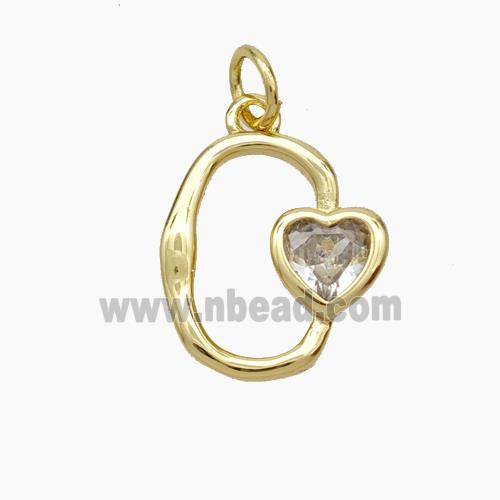 Copper Heart Pendant Pave Zirconia Gold Plated