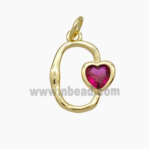 Copper Heart Pendant Pave Zirconia Gold Plated