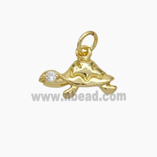 Copper Tortoise Pendant Pave Zirconia Gold Plated