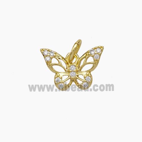 Copper Butterfly Pendant Micropave Zirconia Gold Plated